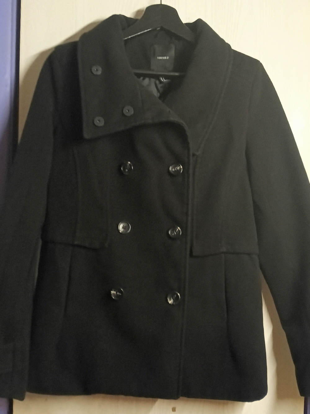 Forever 21 Black Double-Breasted Peacoat